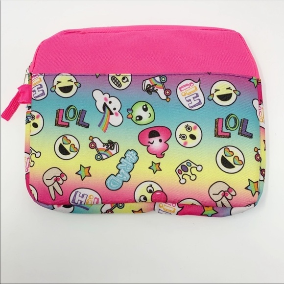 Girls Emoji Graphic Rainbow Zip Up IPad Bag - Picture 9 of 9